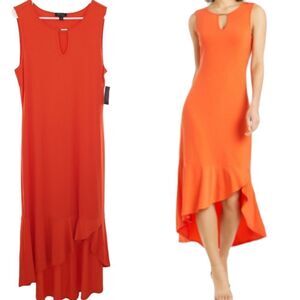 Thalia Sodi flounce hem midi dress orange size L